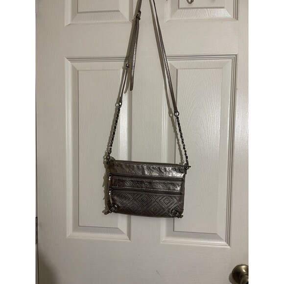 The Sak Crossbody Purse.  Metallic Copper Color. 2 Front Zippers. Top Zip - Picture 8 of 14
